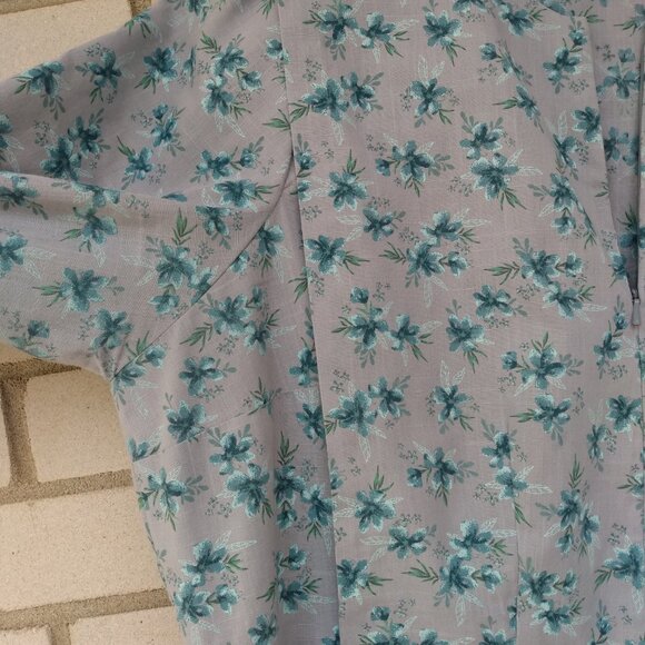 Amish Mennonite Cape Dress PLUS SIZE 43" B 42" W Gray Blue Floral Handmade - Picture 6 of 9